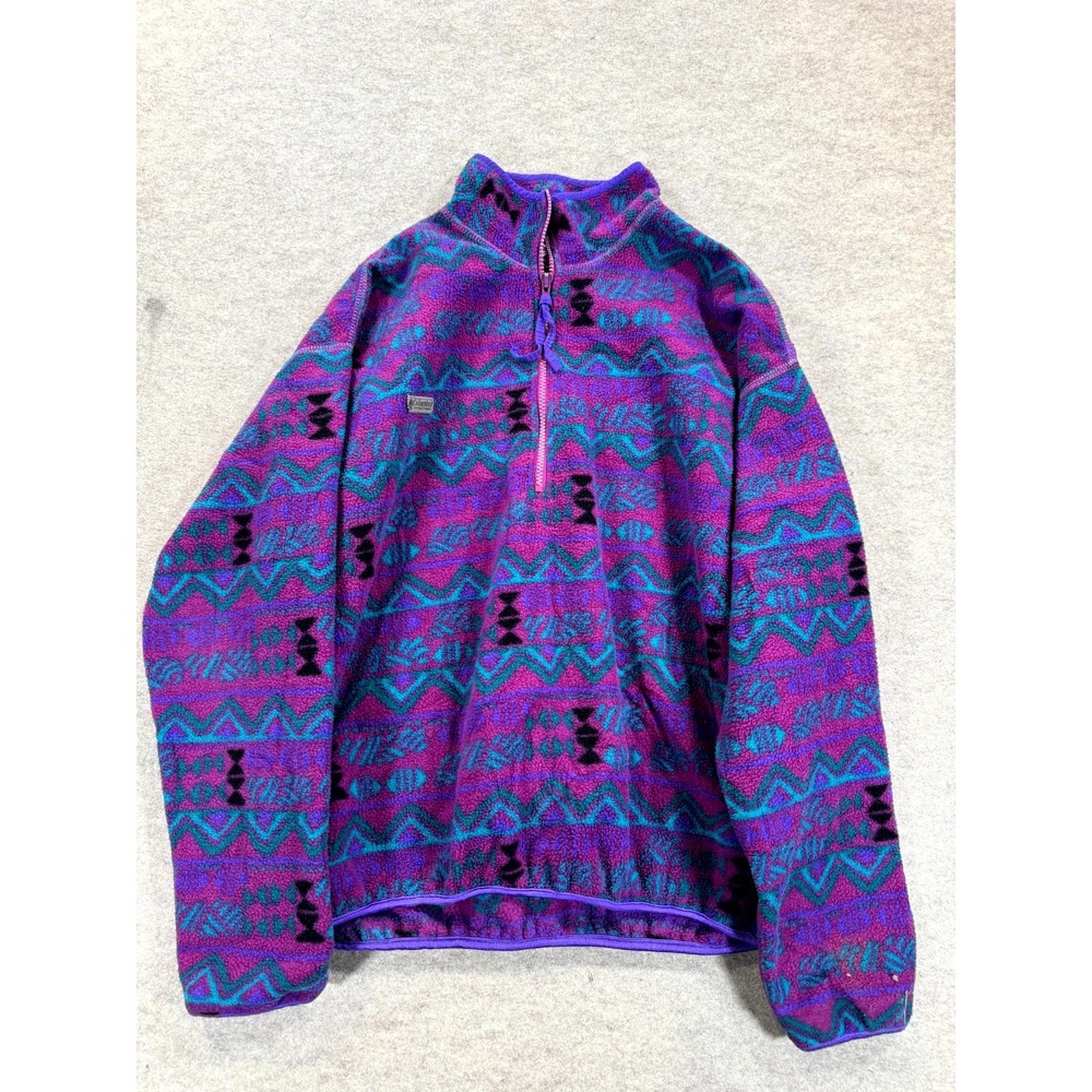 Vintage Columbia Fleece Jacket Women Multicolor Aztec Geometric Southwest Print